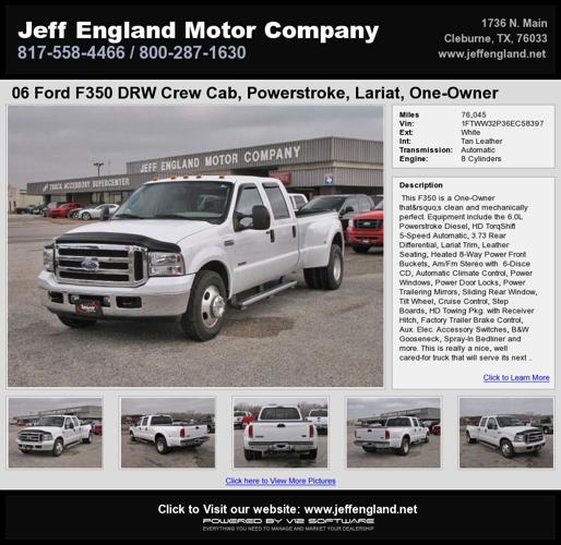 06 Ford F350 DRW Crew Cab Powerstroke Lariat One-Owner