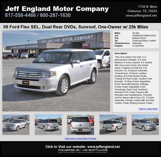 09 Ford Flex SEL Dual Rear DVDs Sunroof One-Owner w/ 25k Miles
