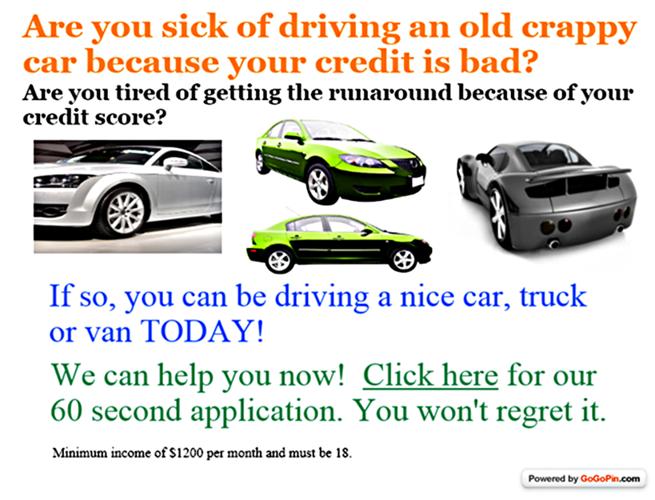 100% auto loan approval bad credit ok everyones approved try now!