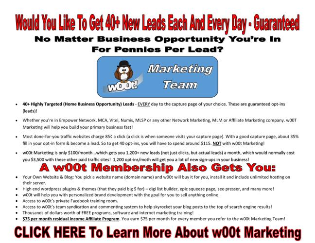 $100/month Flat Fee Gets You 40+ Laser Targeted Leads Every Single Day!1