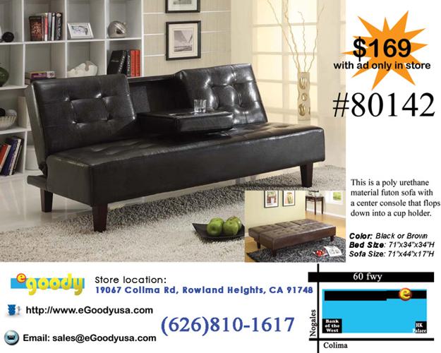 ➍Futon Sofa Bed w/Center Cup Holder New