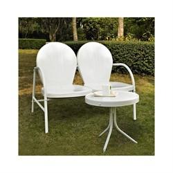 $159.99, Griffith 2 Piece Metal Outdoor Conversation Set - Loveseat and Table in White -