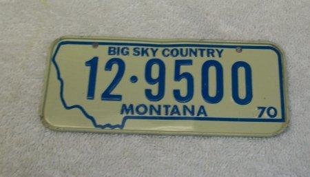 1970 Big Sky Country Montana Bicycle License Plate