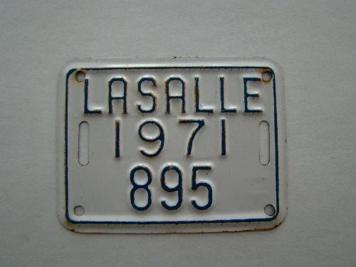 1971 Lasalle bicycle license plate