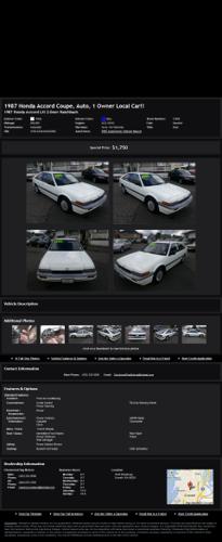 1987 Honda Accord Coupe Auto 1 Owner Local Car!!