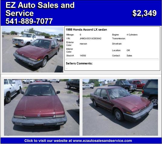 1988 Honda Accord LX sedan - Wont Last at this Price