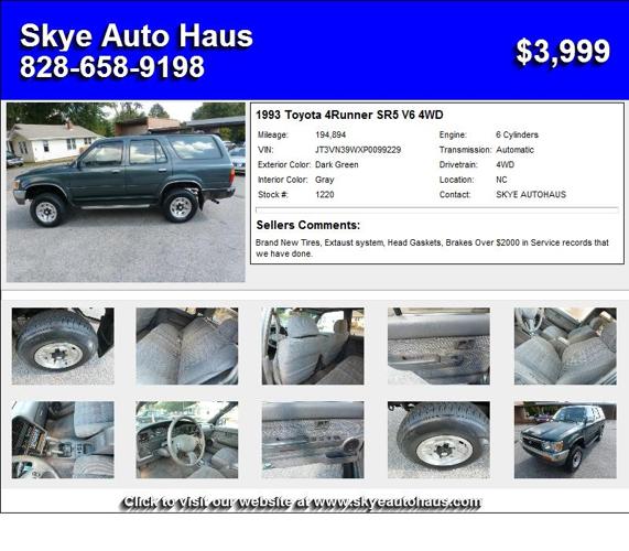 1993 Toyota 4Runner SR5 V6 4WD - Used Cars 28787