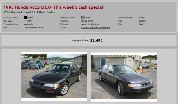 1995 Honda Accord Lx- This Week's Cash Special X