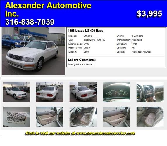 1996 Lexus LS 400 Base - Must Liquidate