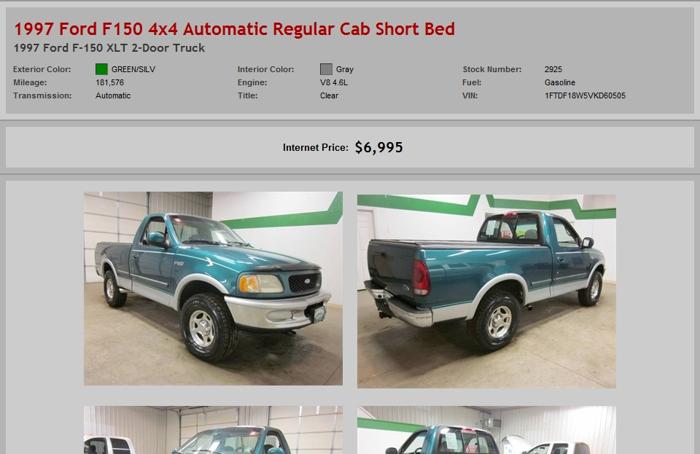 1997 Ford F150 4X4 Automatic Regular Cab Short Bed