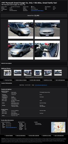 1997 Plymouth Grand Voyager Se Only 118K Miles Great Family Van!