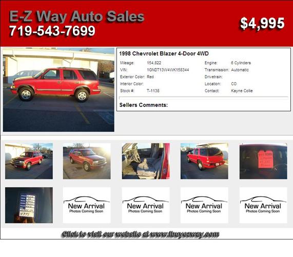 1998 Chevrolet Blazer 4-Door 4WD - Needs New Home