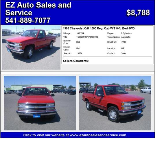 1998 Chevrolet C/K 1500 Reg. Cab W/T 8-ft. Bed 4WD - Call to Schedule your Test Drive