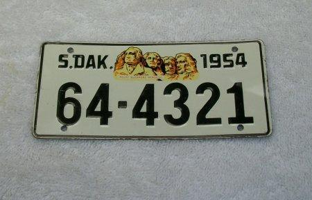 $1.90, 1954 South Dakota Bicycle License Plate - Cereal Premium