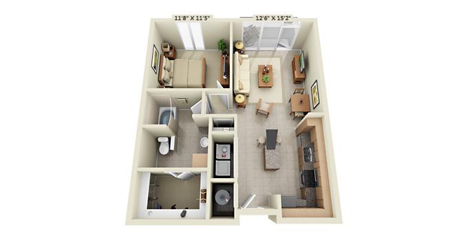 1br Fiori on Vitruvian Park® Apartment Community Model: One Bedroom A1B Ph. 877-702-9092