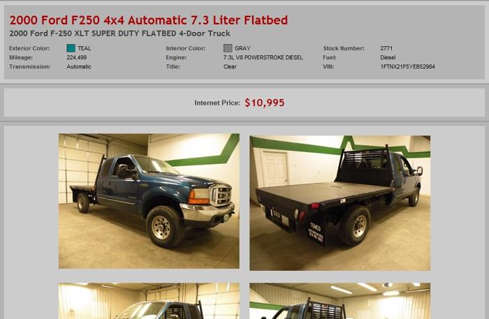 2000 Ford F250 4X4 Automatic 7.3 Liter Flatbed