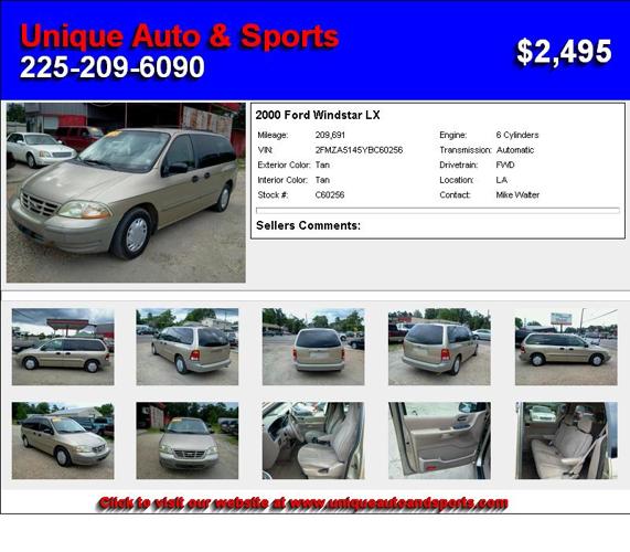 2000 Ford Windstar LX - Used car Sales LA