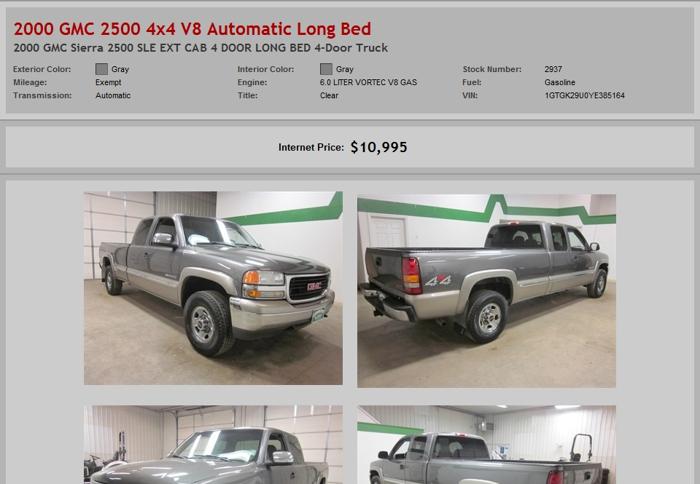 2000 Gmc 2500 4X4 V8 Automatic Long Bed