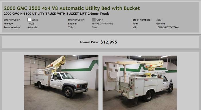 2000 Gmc 3500 4X4 V8 Automatic Utility Bed With Bucket