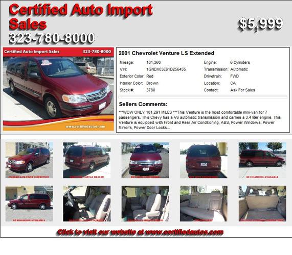 2001 Chevrolet Venture LS Extended - Wont Last at this Price