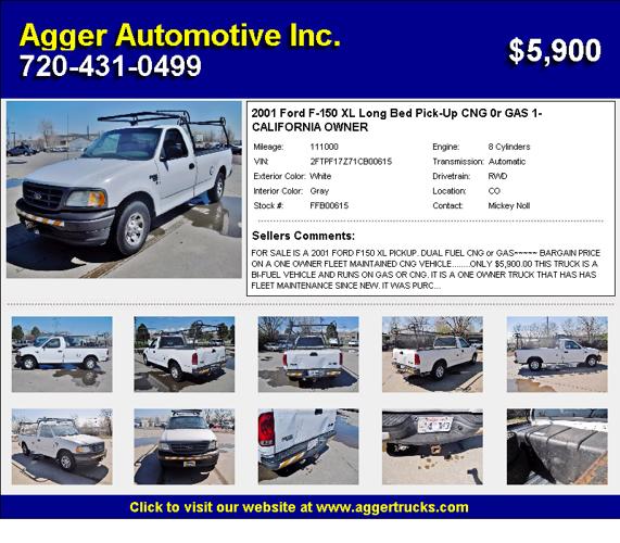 2001 Ford F-150 XL Long Bed Pick-Up CNG or GAS 1-CALIFORNIA OWNER CNG