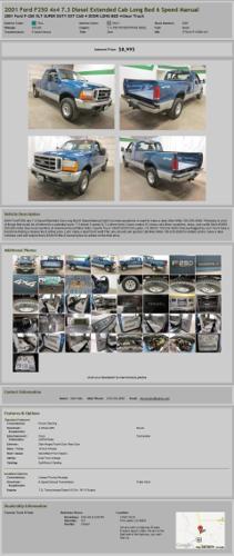 2001 Ford F250 4X4 7.3 Diesel Extended Cab Long Bed 6 Speed Manual
