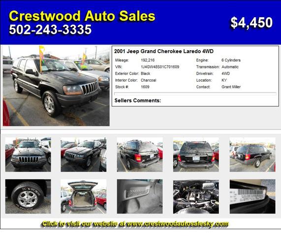 2001 Jeep Grand Cherokee Laredo 4WD - Call Now