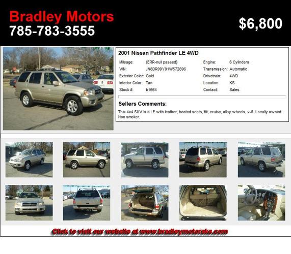 2001 Nissan Pathfinder LE 4WD - Your Search is Over