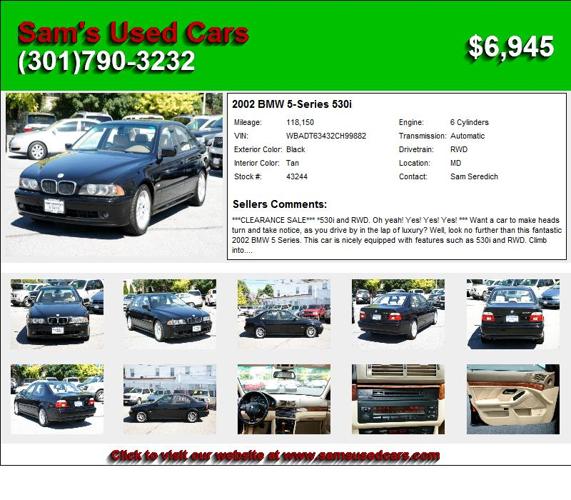 2002 BMW 5-Series 530i - Call Now (301)790-3232