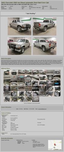 2002 Chevrolet 2500 4X4 Diesel Automatic Short Bed Crew Cab