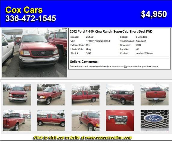 2002 Ford F-150 King Ranch SuperCab Short Bed 2WD - Call to Schedule your Test Drive
