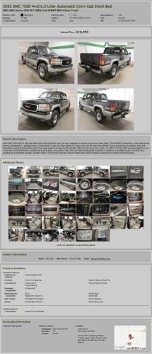 2002 Gmc 1500 4WD 6.0 Liter Automatic Crew Cab Short Bed