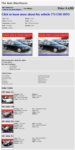 2002 saturn sl2 low mileage 2z305317 110726