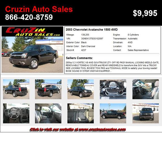 2003 Chevrolet Avalanche 1500 4WD - Priced to Move