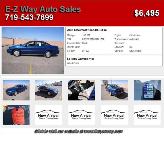 2003 Chevrolet Impala Base - Must Liquidate