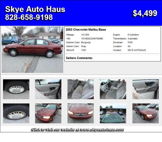 2003 Chevrolet Malibu Base - Used Car Sales 28787