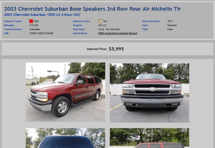 2003 Chevrolet Suburban Bose Speakers 3Rd Row Rear Air Michelin Tir All Credit Types Accepted