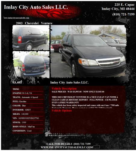2003 Chevrolet Venture- Clean - FREE Warranty