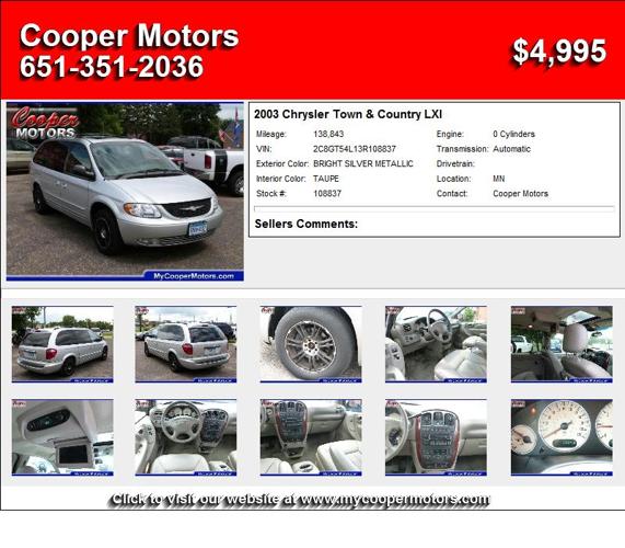 2003 Chrysler Town & Country LXI - Your Search Stops Here