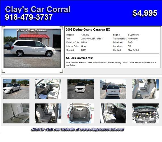 2003 Dodge Grand Caravan EX - Must Liquidate
