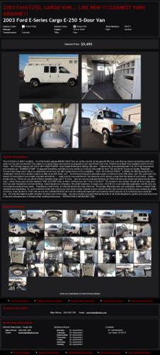 2003 Ford E250 Cargo Van... Like New !! Cleanest Vans Around !! Great Tires