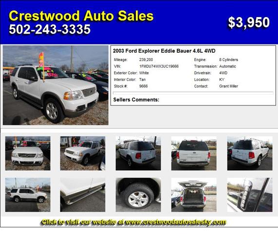 2003 Ford Explorer Eddie Bauer 4.6L 4WD - Call Now