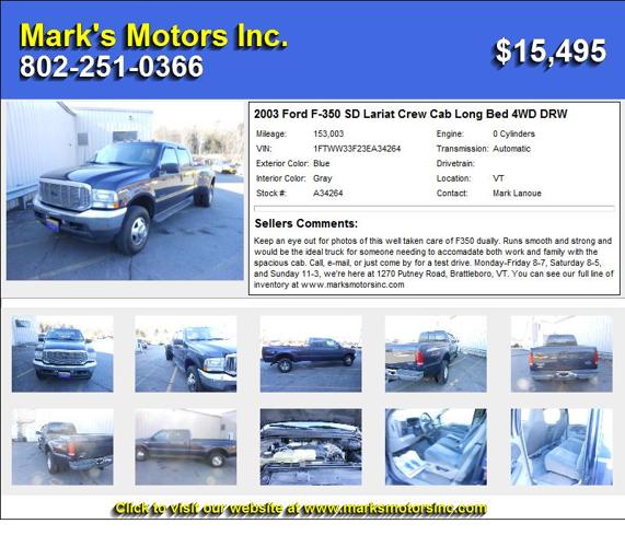 2003 Ford F-350 SD Lariat Crew Cab Long Bed 4WD DRW - This is the one you have been looking for