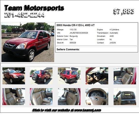 2003 Honda CR-V EX-L 4WD AT - Your Search Stops Here