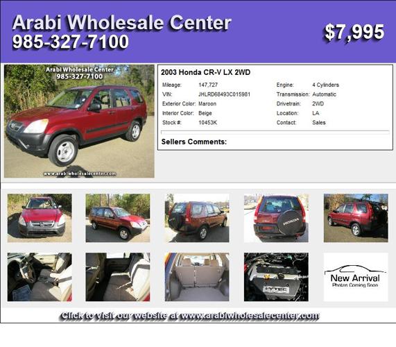 2003 Honda CR-V LX 2WD - You Job Is Your Credit