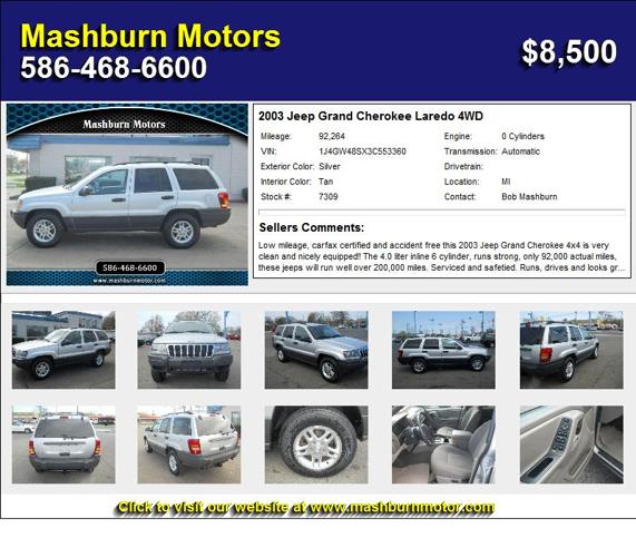 2003 Jeep Grand Cherokee Laredo 4WD - Wont Last at this Price