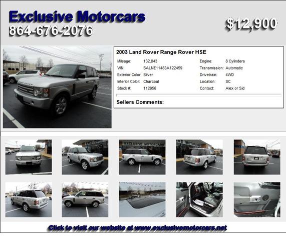 2003 Land Rover Range Rover HSE - Used Cars Priced Right