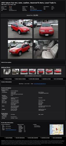 2003 Saturn Vue 4X4 Auto Leather Moonroof & More Local Trade In.