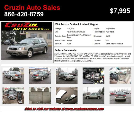 2003 Subaru Outback Limited Wagon - You will be Satisfied