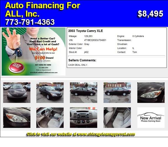 2003 Toyota Camry XLE - BAD CREDIT? WE CAN HELP!!!